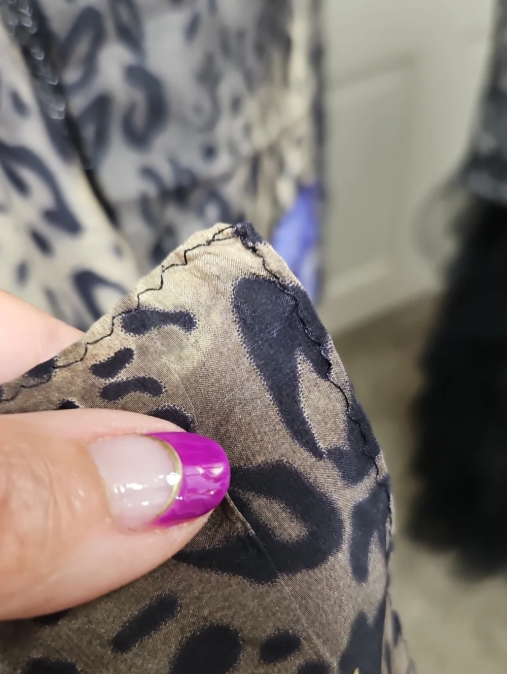 Floral Leopard Print Lightweight Scarf Jacket - Blue/Tan